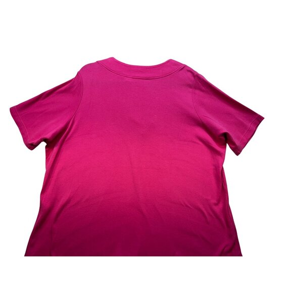 Quacker Factory Womens V-Neck Cotton T-Shirt  1X Pink Rhinestone Embellishment - Picture 10 of 10